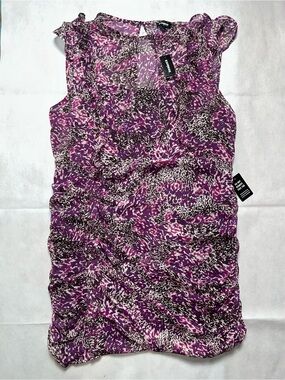 Express chiffon purple ruffle mini dress NWT size XL